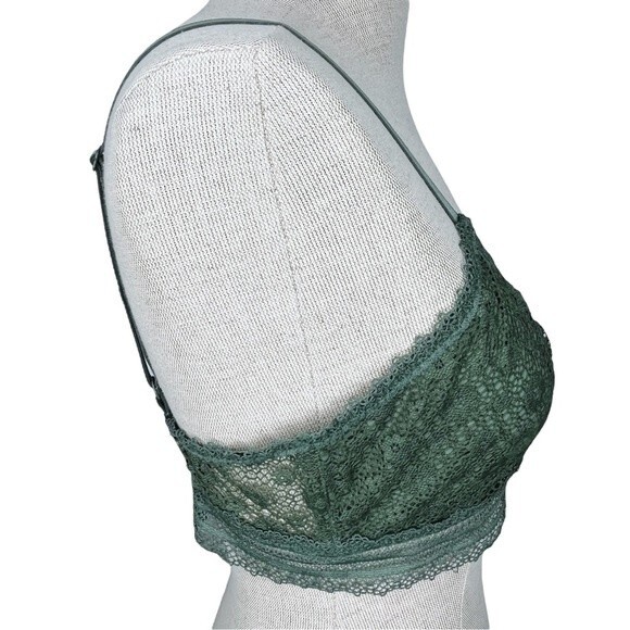 Victoria’s Secret Bralette sz L * Green Floral Stretch Lace No Wire Wireless - Picture 5 of 7